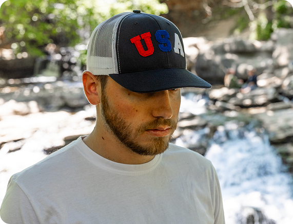 Man wearing USA cap