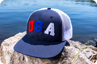 USA cap on rock