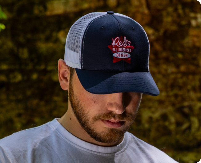 Cap with embroidered patch design
