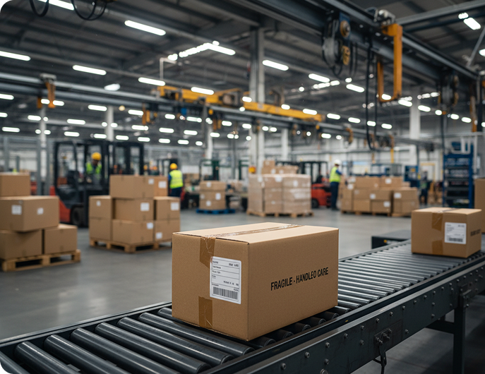 Warehouse with shipped packages