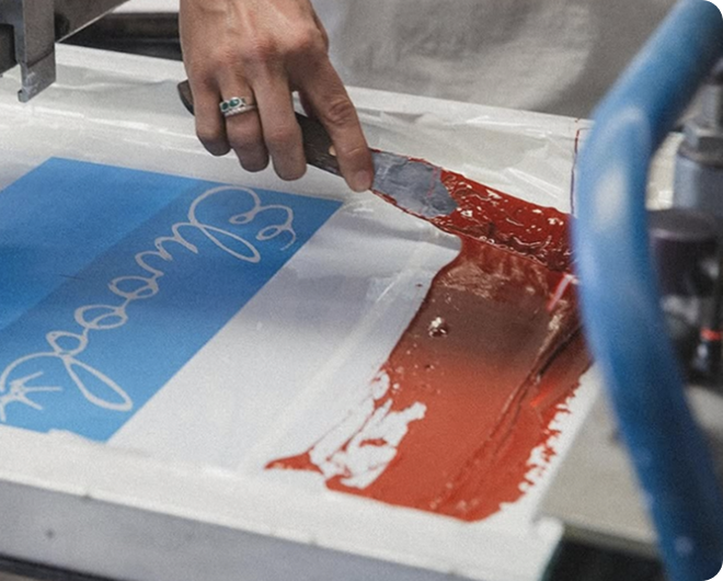 Screen printing in action